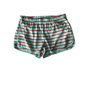 ATLANTIC -PACIFIC LAKE Striped Women's Red and Green Pajamas Shorts Size Small